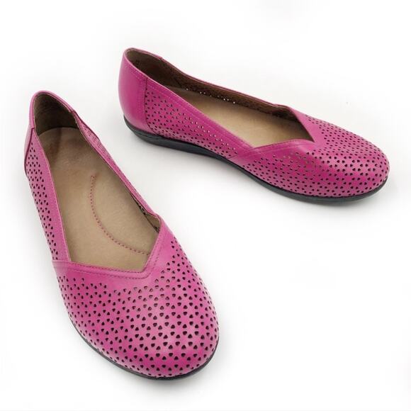Dansko | Neely Flats Pink Perforated Leather Comfort Cut-Out Ballet Fuchsia 39 9 - Picture 2 of 9